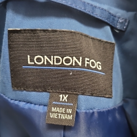 London Fog Blue Trench Coat with Notched Lapel and Sturdy Fabric - Picture 2 of 3